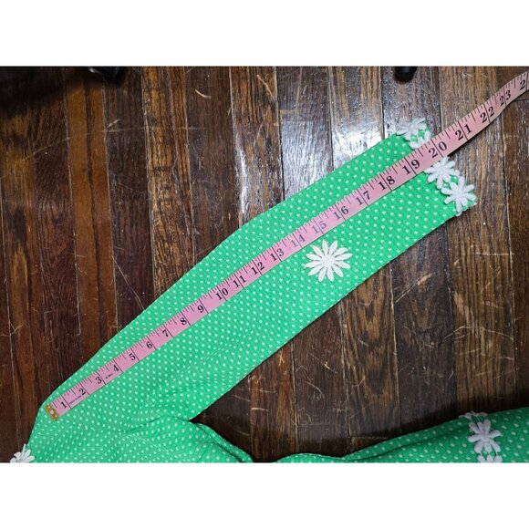 ❤️Vintage Mod 1960s Neon Green Flower Power Dress Groovy 70s - Picture 9 of 14